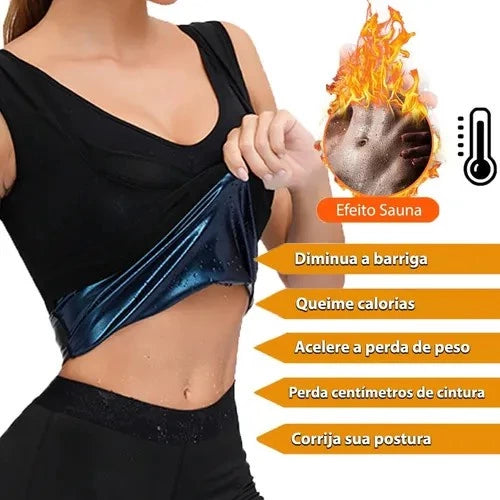 Camisa Redutora Térmica Feminina Queima Gordura Calorias Efeito Sauna