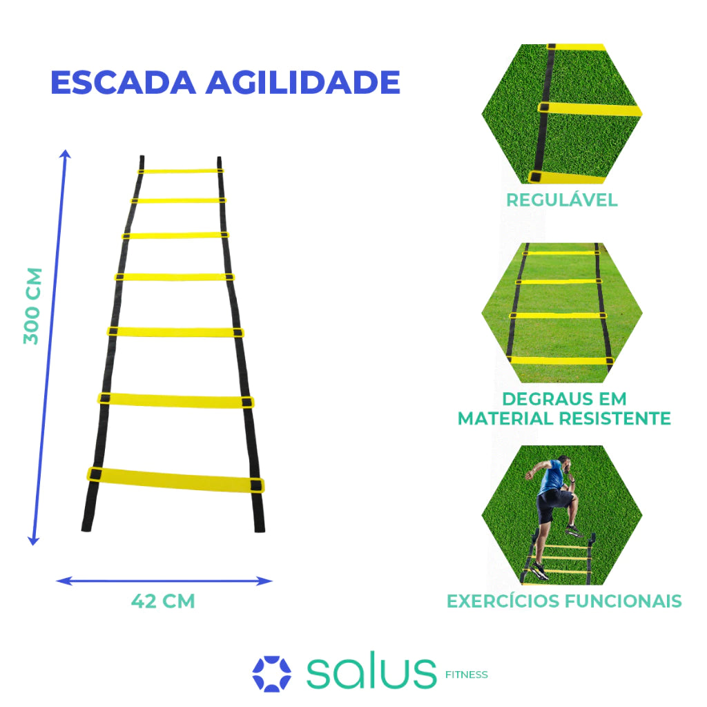 Kit Funcional Agilidade  5 Chapéus + 5 Cones e Escada