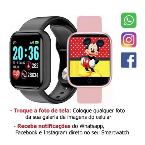 Smartwatch D20 - Relógio Inteligente y68 Esportivo Bluetooth Android/iOS