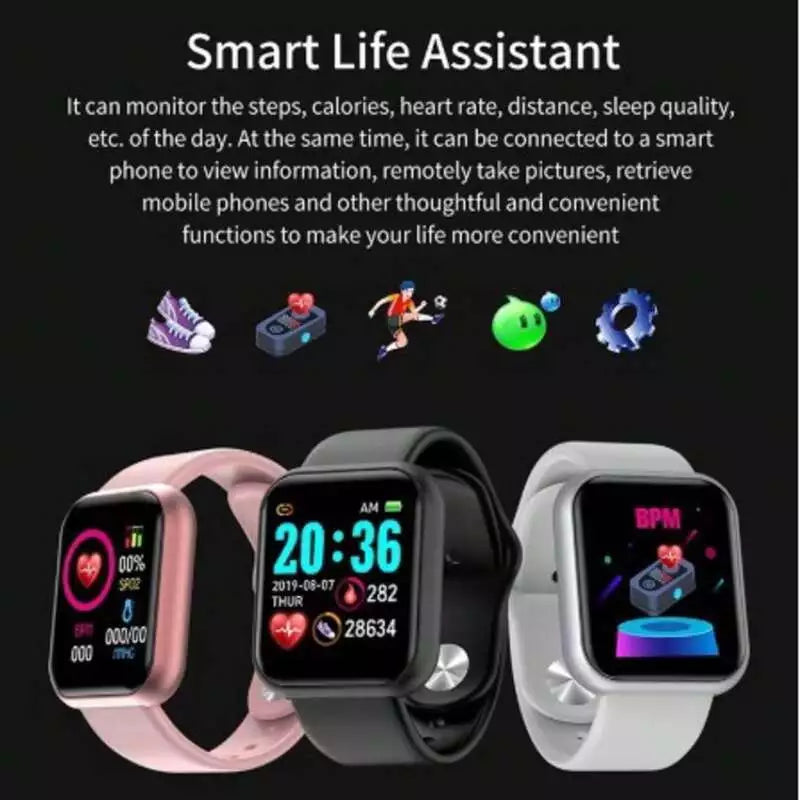 Smartwatch D20 - Relógio Inteligente y68 Esportivo Bluetooth Android/iOS