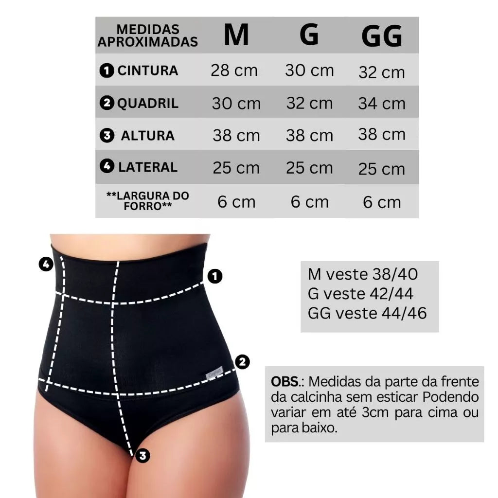 Kit 2 Calcinha Cinta Modeladora Suplex Alta Compressão Segura Barriga