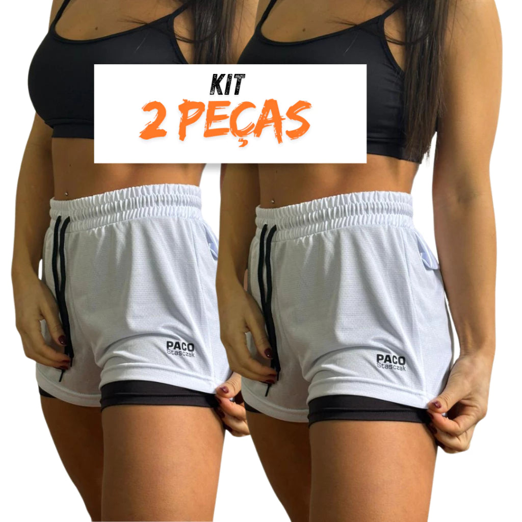 kit 2  Short Feminino Dryfit Bermuda com compressão Para Academia, Corrida, Caminhada, Muay Thai