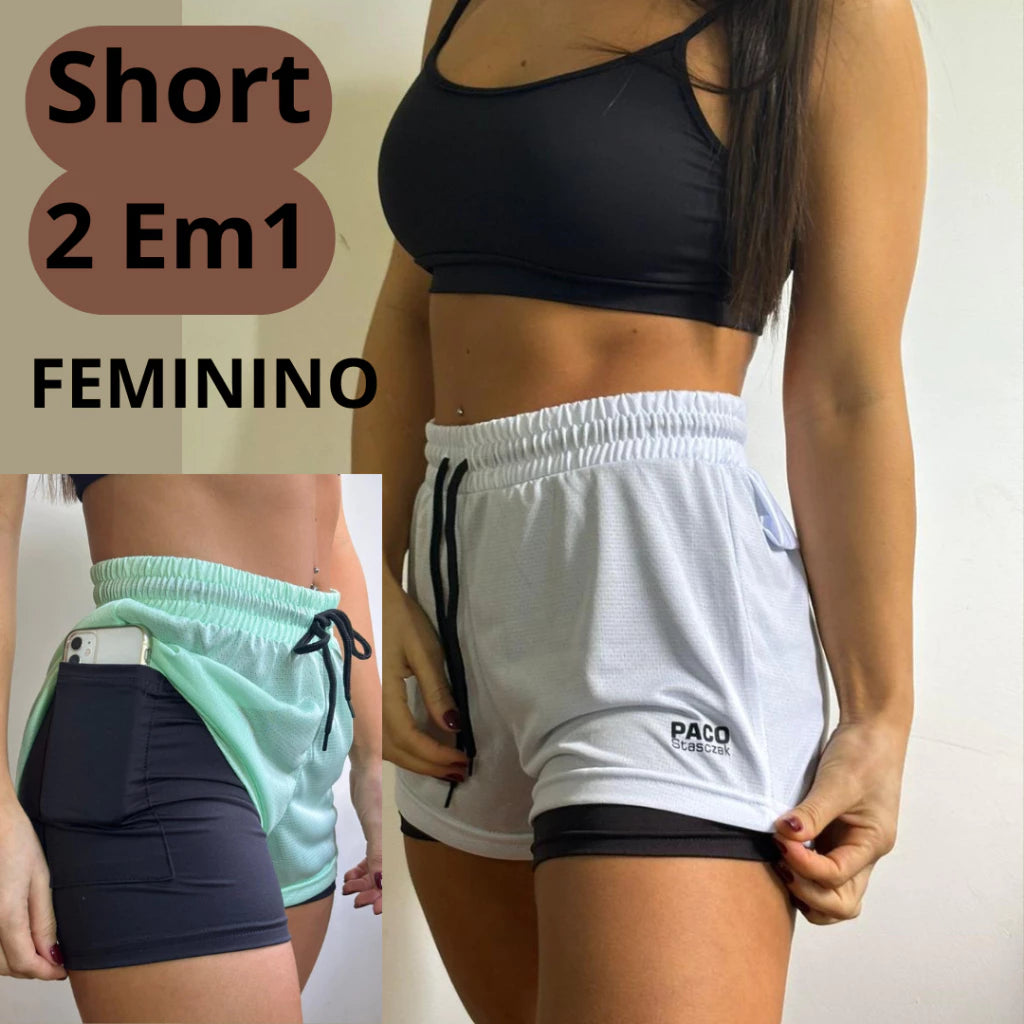 kit 2  Short Feminino Dryfit Bermuda com compressão Para Academia, Corrida, Caminhada, Muay Thai