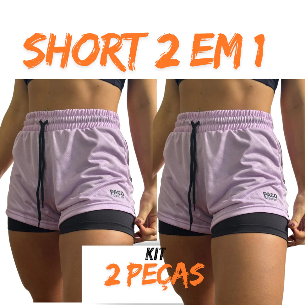 kit 2  Short Feminino Dryfit Bermuda com compressão Para Academia, Corrida, Caminhada, Muay Thai